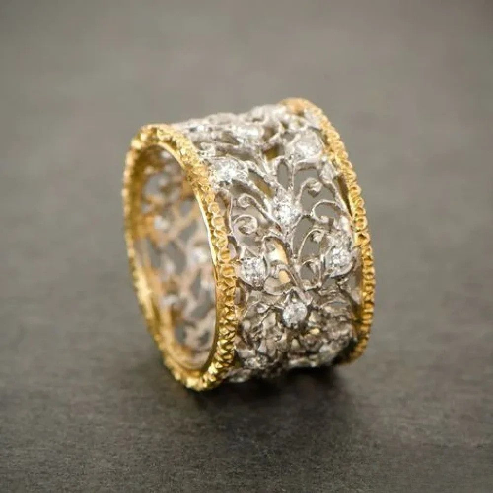Anillo de hiedra con circonita retro LuvaModa