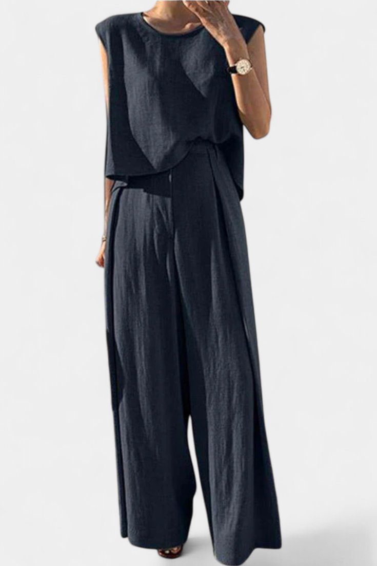 Conjunto de dos piezas Lauren con pantalones de pierna ancha LuvaModa
