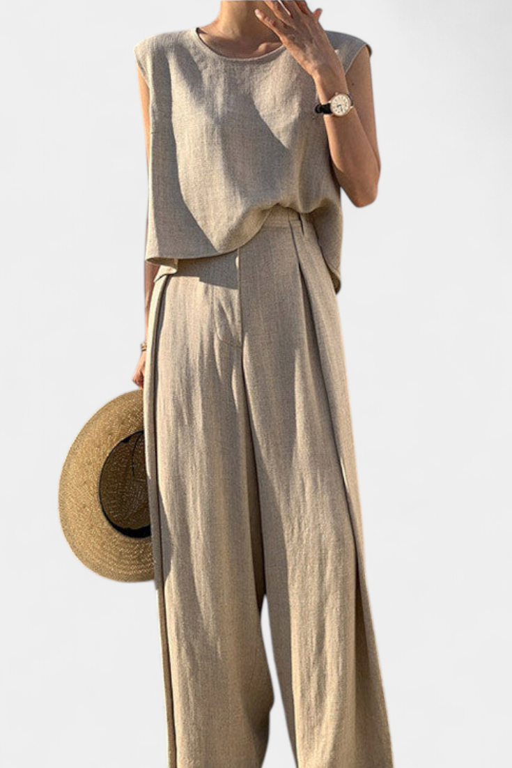 Conjunto de dos piezas Lauren con pantalones de pierna ancha LuvaModa