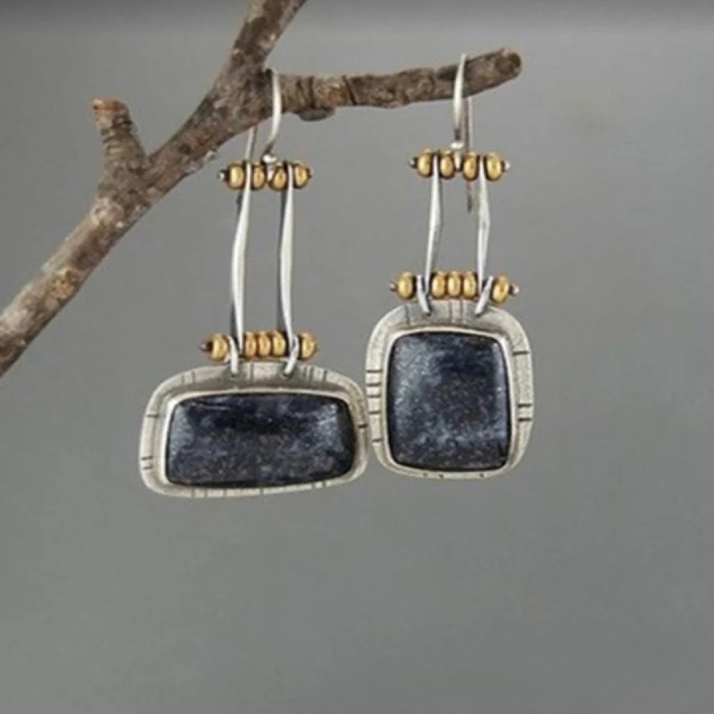 Pendientes de plata retro de medianoche LuvaModa