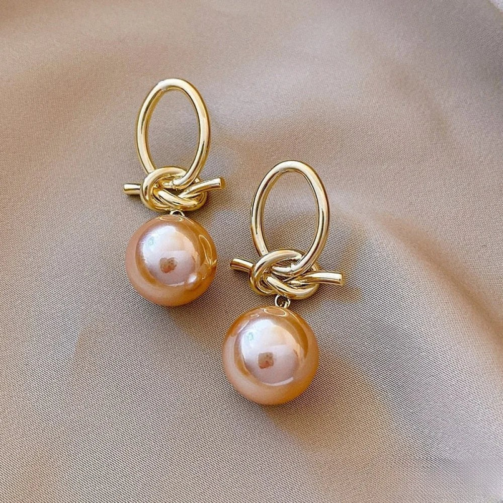 Pendientes de oro-aros con perla LuvaModa
