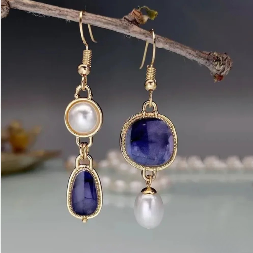Pendientes de aro azules retro LuvaModa