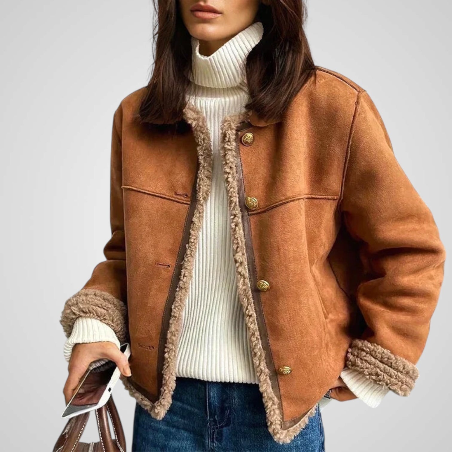 Imer | Chaqueta de piel de oveja abotonada Luvamoda