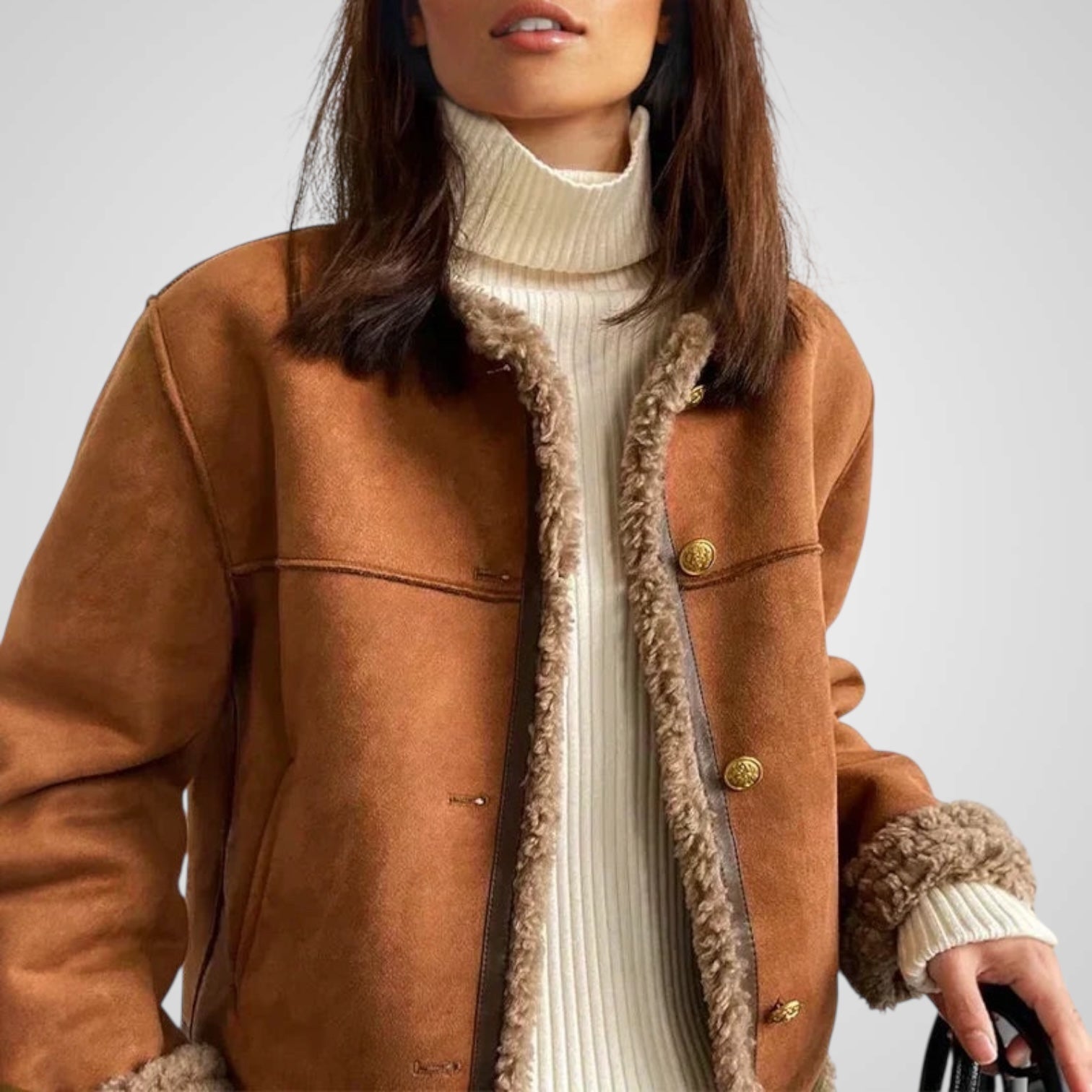 Imer | Chaqueta de piel de oveja abotonada Luvamoda