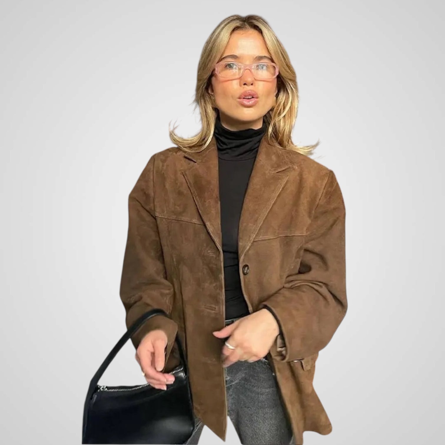 Laila | Chaqueta clásica de ante marrón Luvamoda