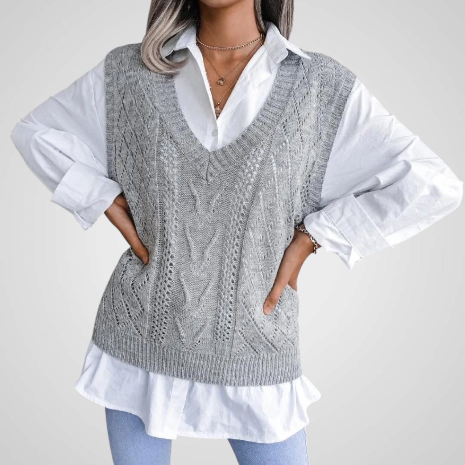 Rudy | Chaleco de punto con cuello en V para mujer Luvamoda