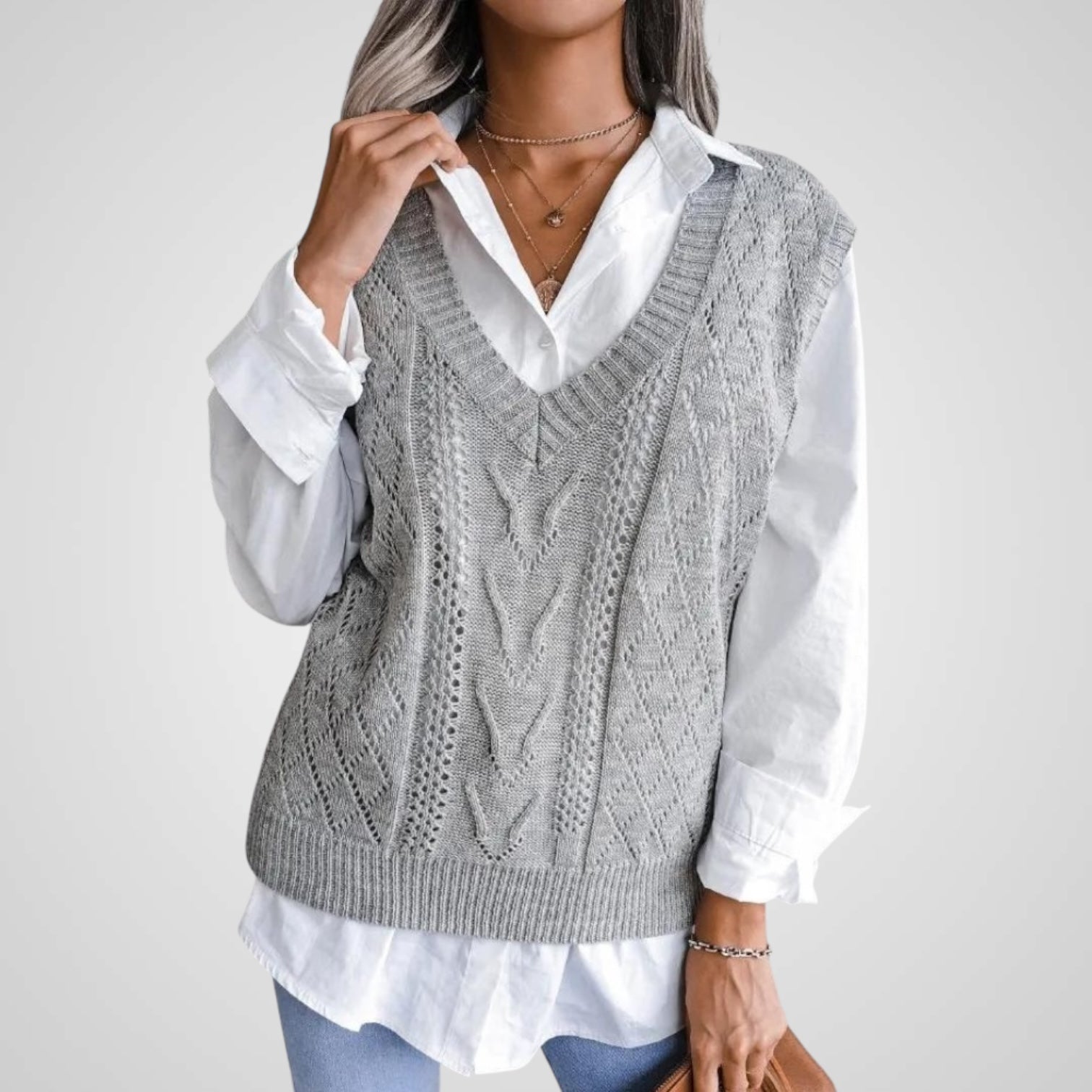 Rudy | Chaleco de punto con cuello en V para mujer Luvamoda