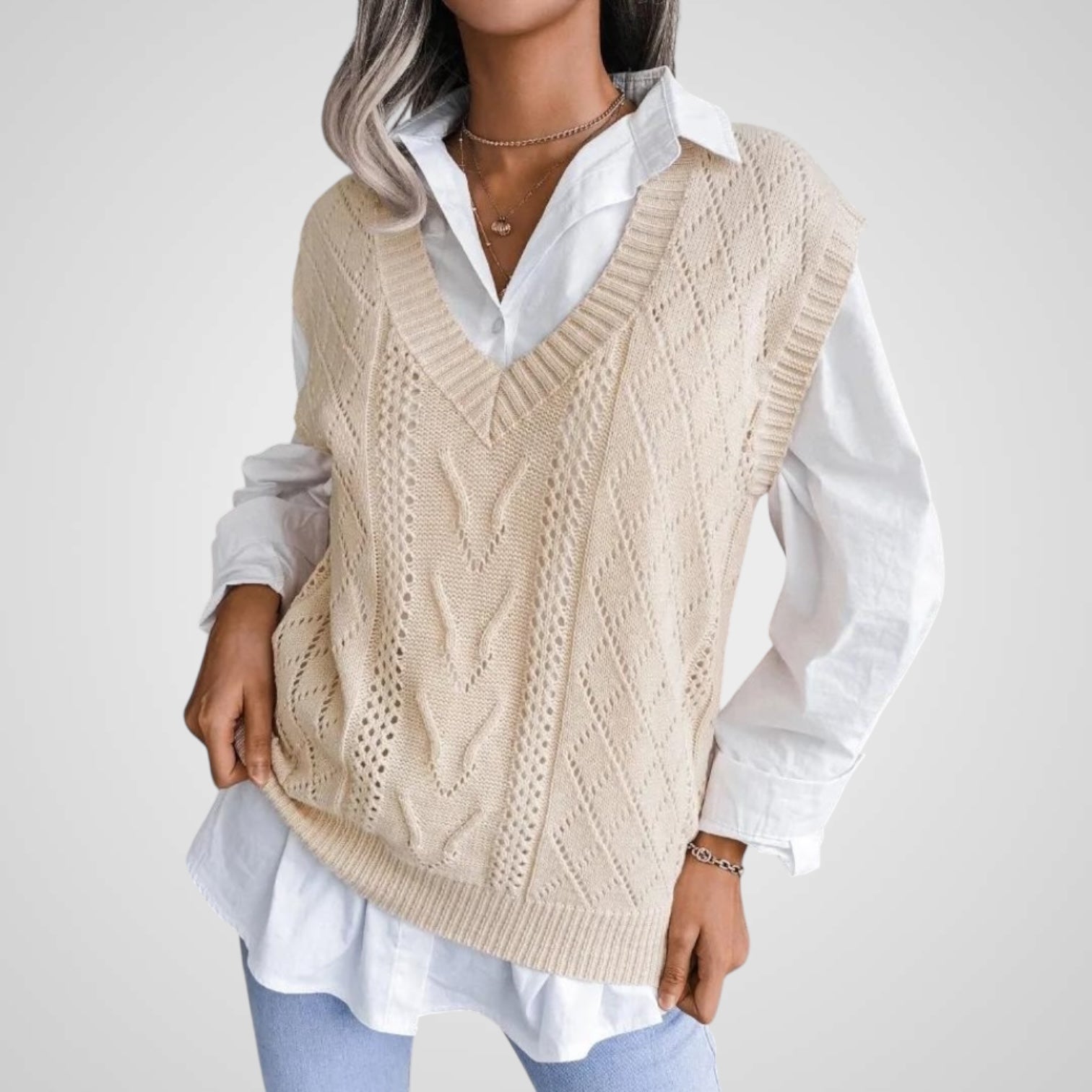 Rudy | Chaleco de punto con cuello en V para mujer Luvamoda