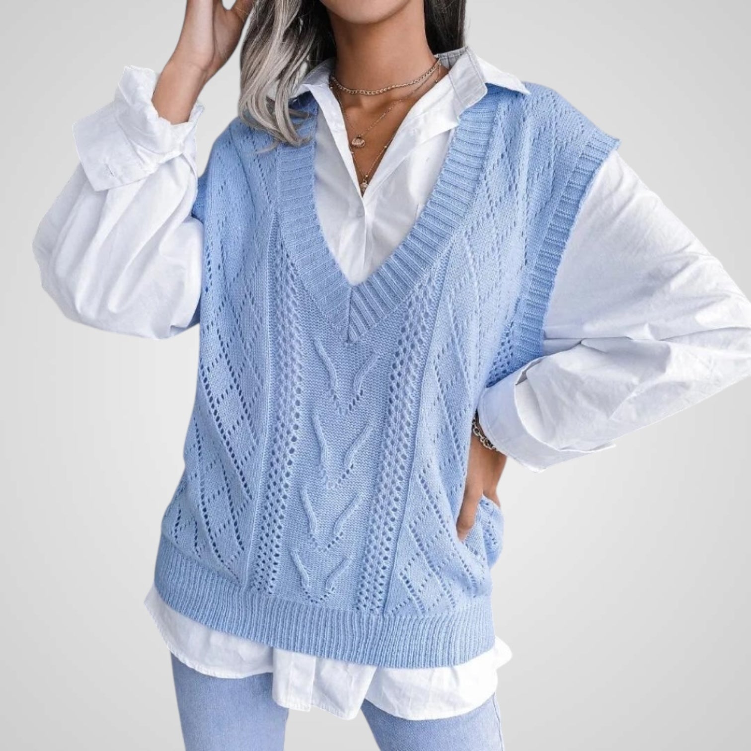 Rudy | Chaleco de punto con cuello en V para mujer Luvamoda
