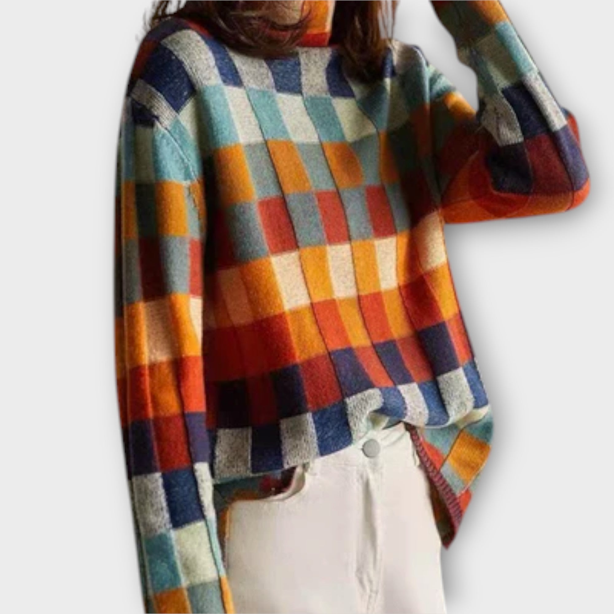 Erica - Suéter de cuello alto con patchwork Luvamoda