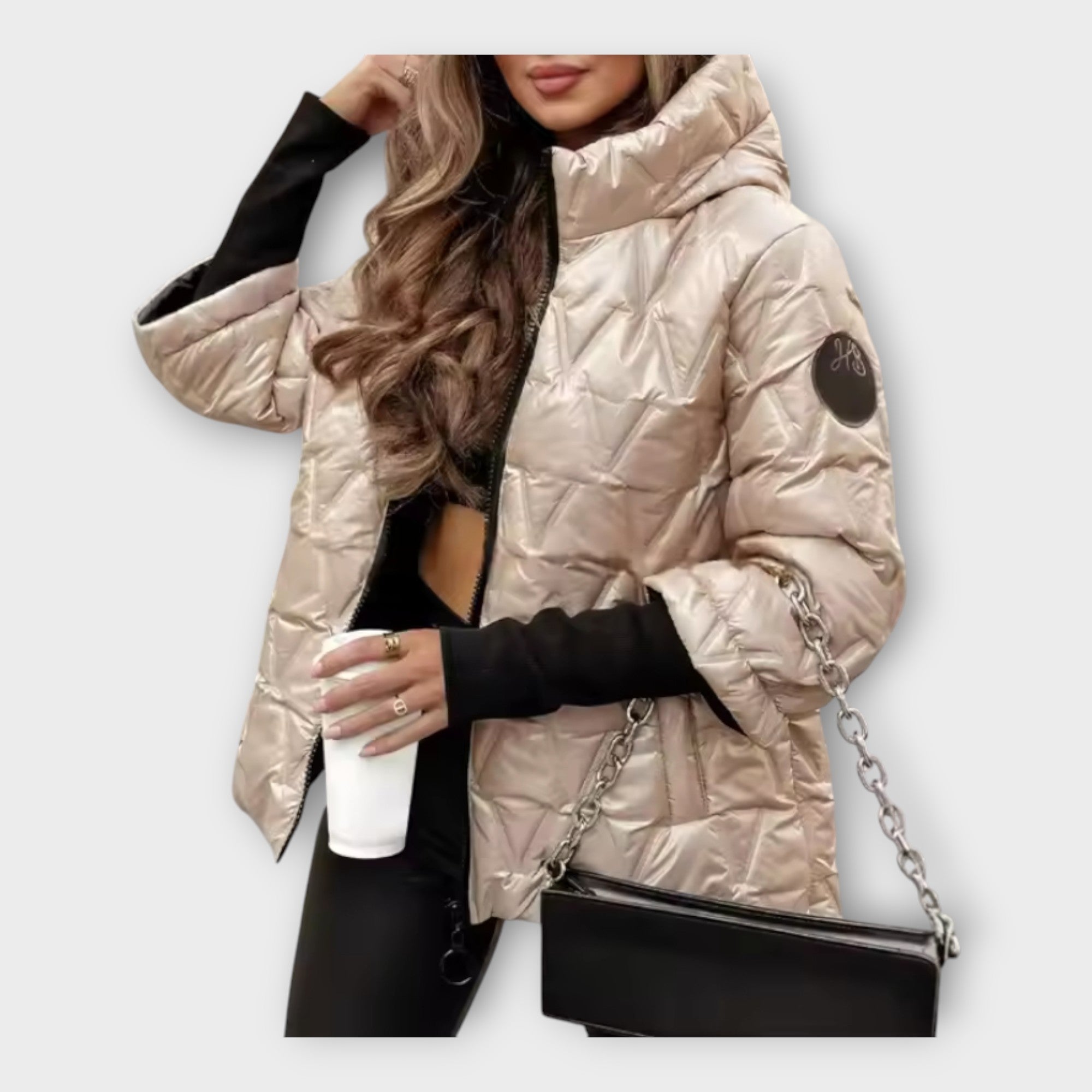 Chaqueta acolchada elegante con capucha Luvamoda
