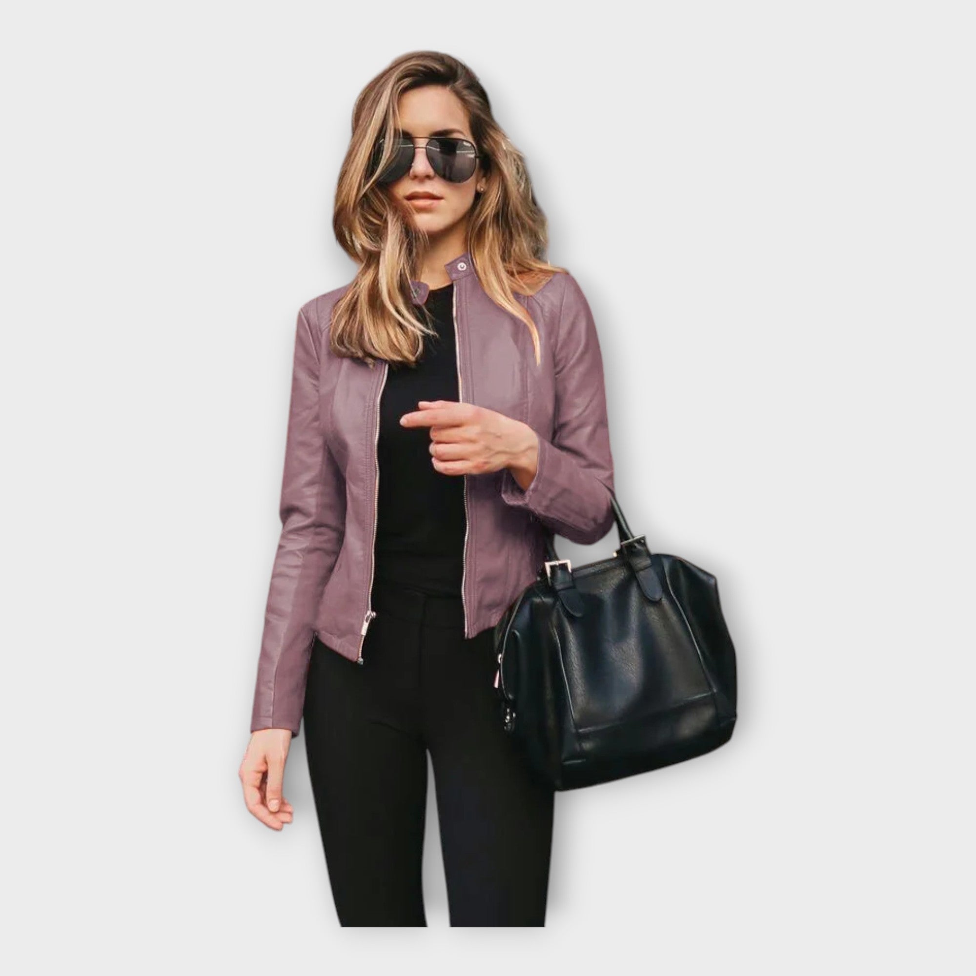 Chaqueta de cuero con línea moderna Luvamoda