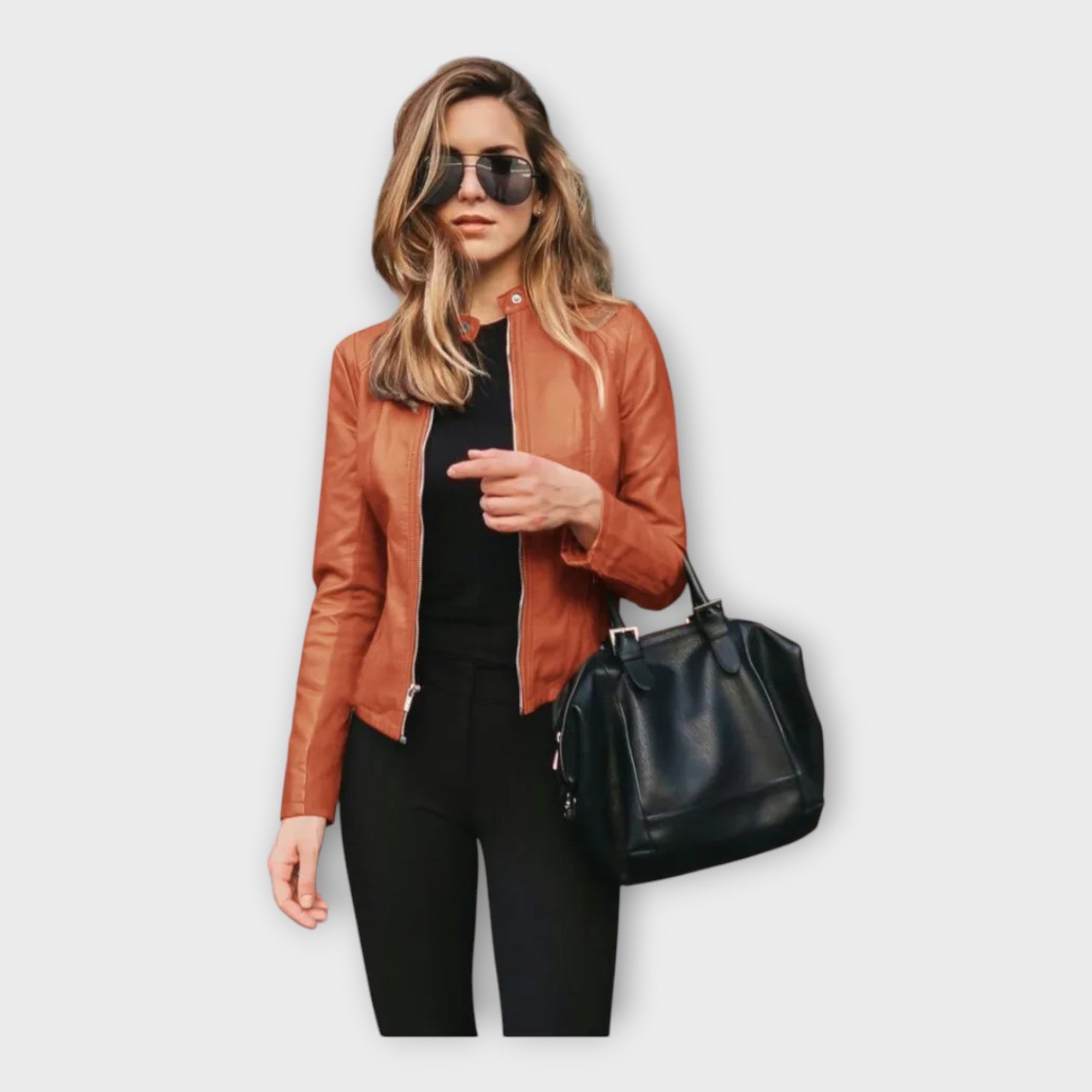 Chaqueta de cuero con línea moderna Luvamoda