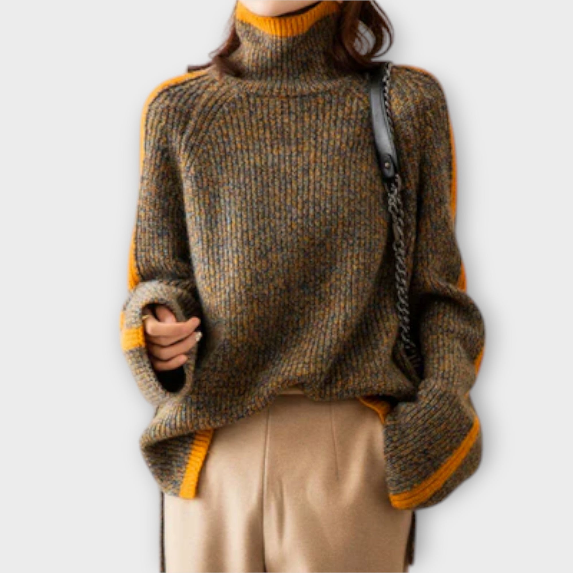Breseis - Suéter vintage de cuello alto Luvamoda