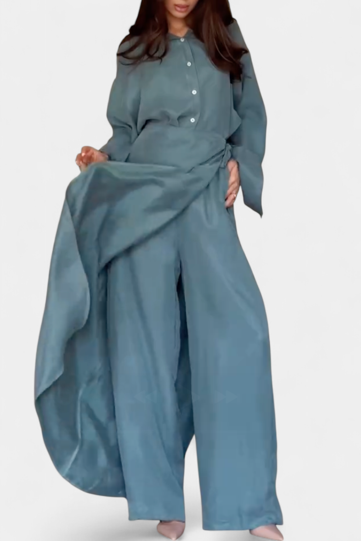 Conjunto casual Marisol con camisa holgada y pantalón-falda LuvaModa