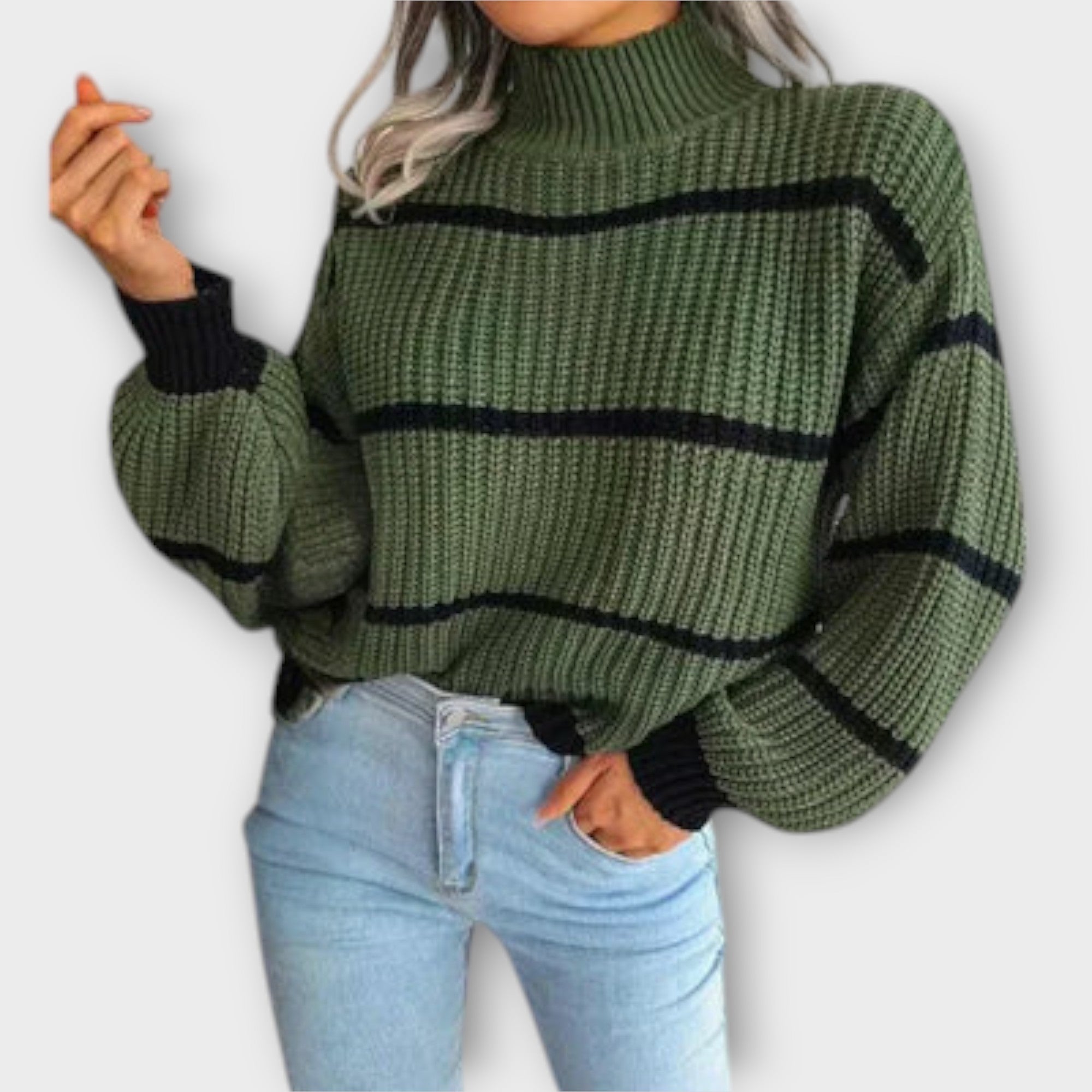Chavala - Suéter de cuello alto a rayas Luvamoda