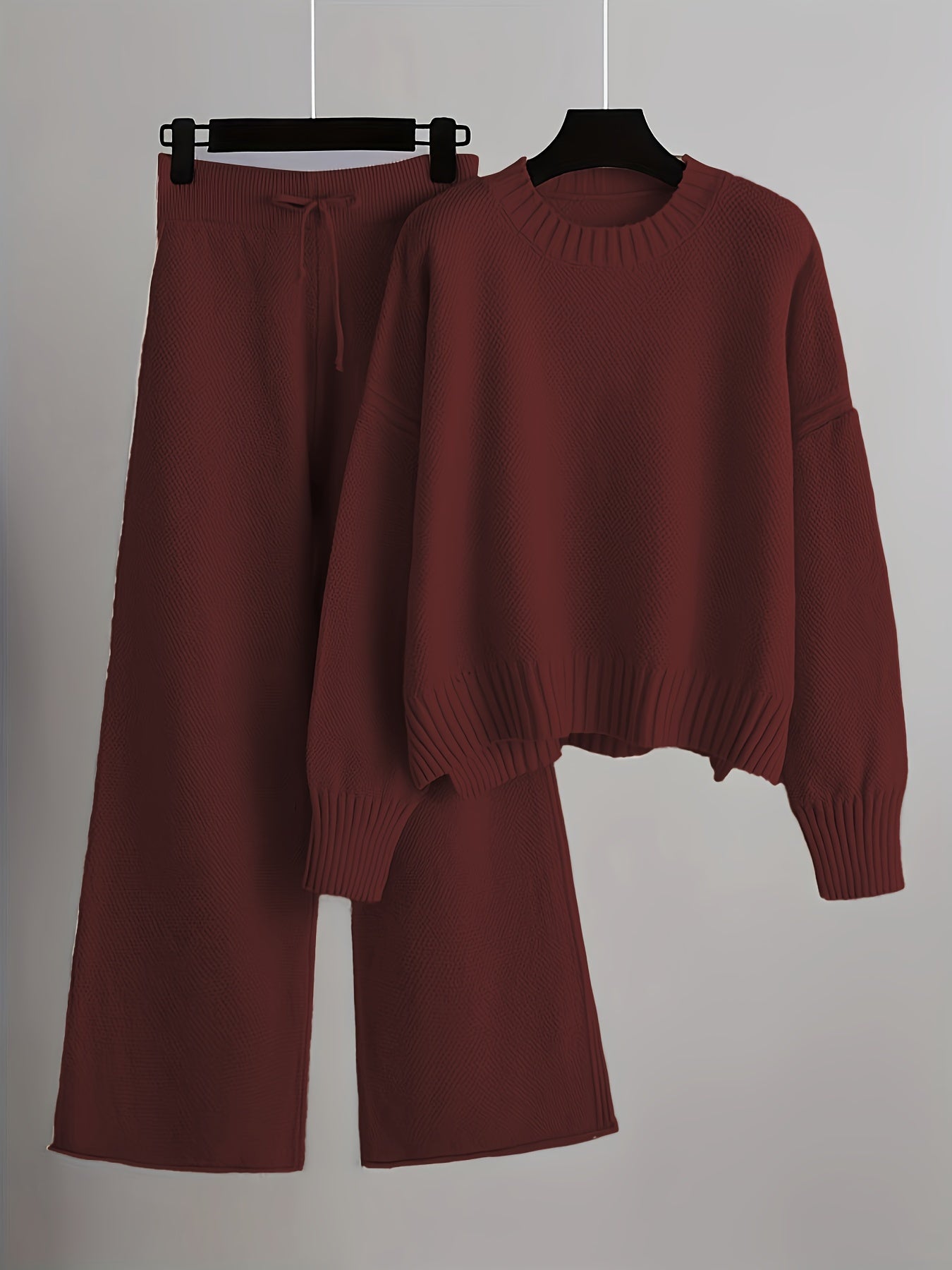 Conjunto casual de otoño e invierno: suéter holgado y pantalón ancho — conjunto de dos piezas para mujer LuvaModa