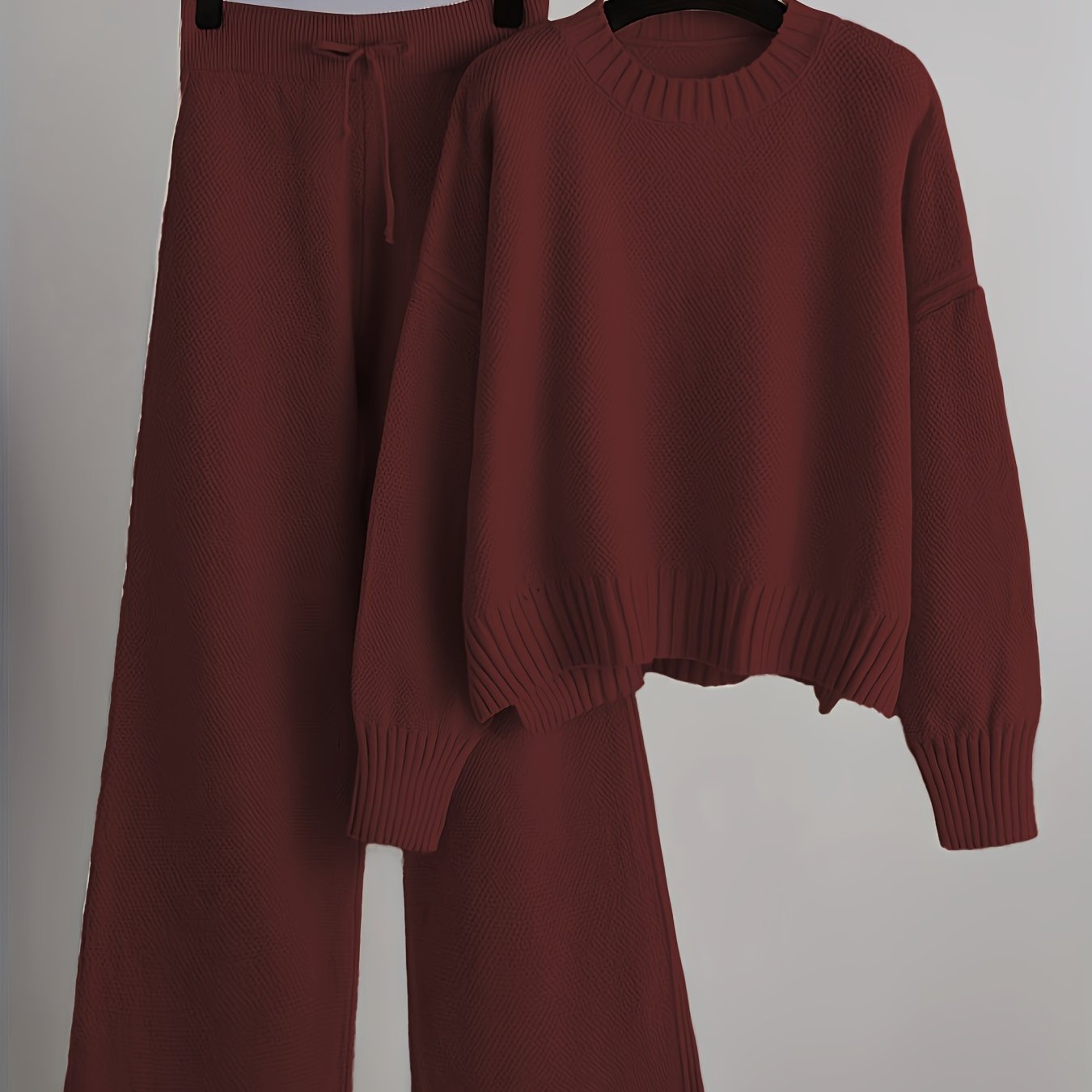Conjunto casual de otoño e invierno: suéter holgado y pantalón ancho — conjunto de dos piezas para mujer LuvaModa