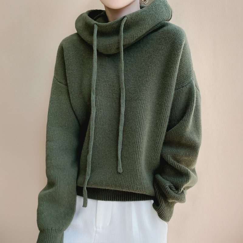 Amina - Sudadera con capucha de merino de lujo Luvamoda