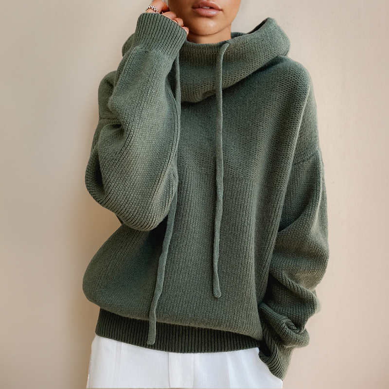 Amina - Sudadera con capucha de merino de lujo Luvamoda