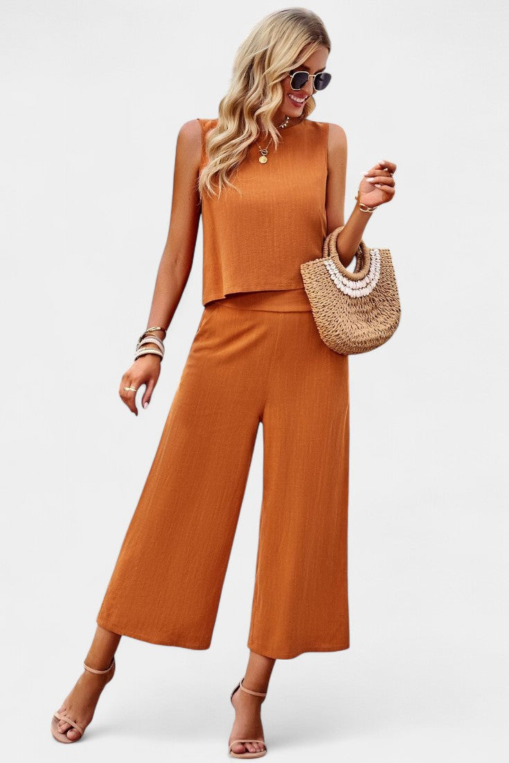Conjunto Lavinia Boho con top vaporoso y pantalones cortos en lino y algodón LuvaModa