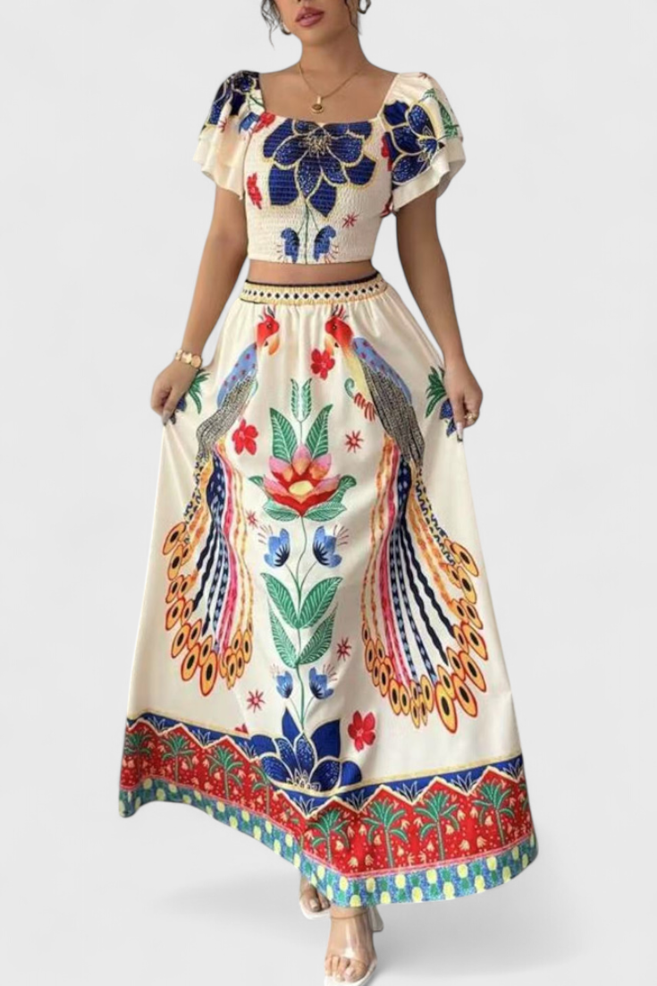Conjunto bohemio Itzel con estampado nacional LuvaModa