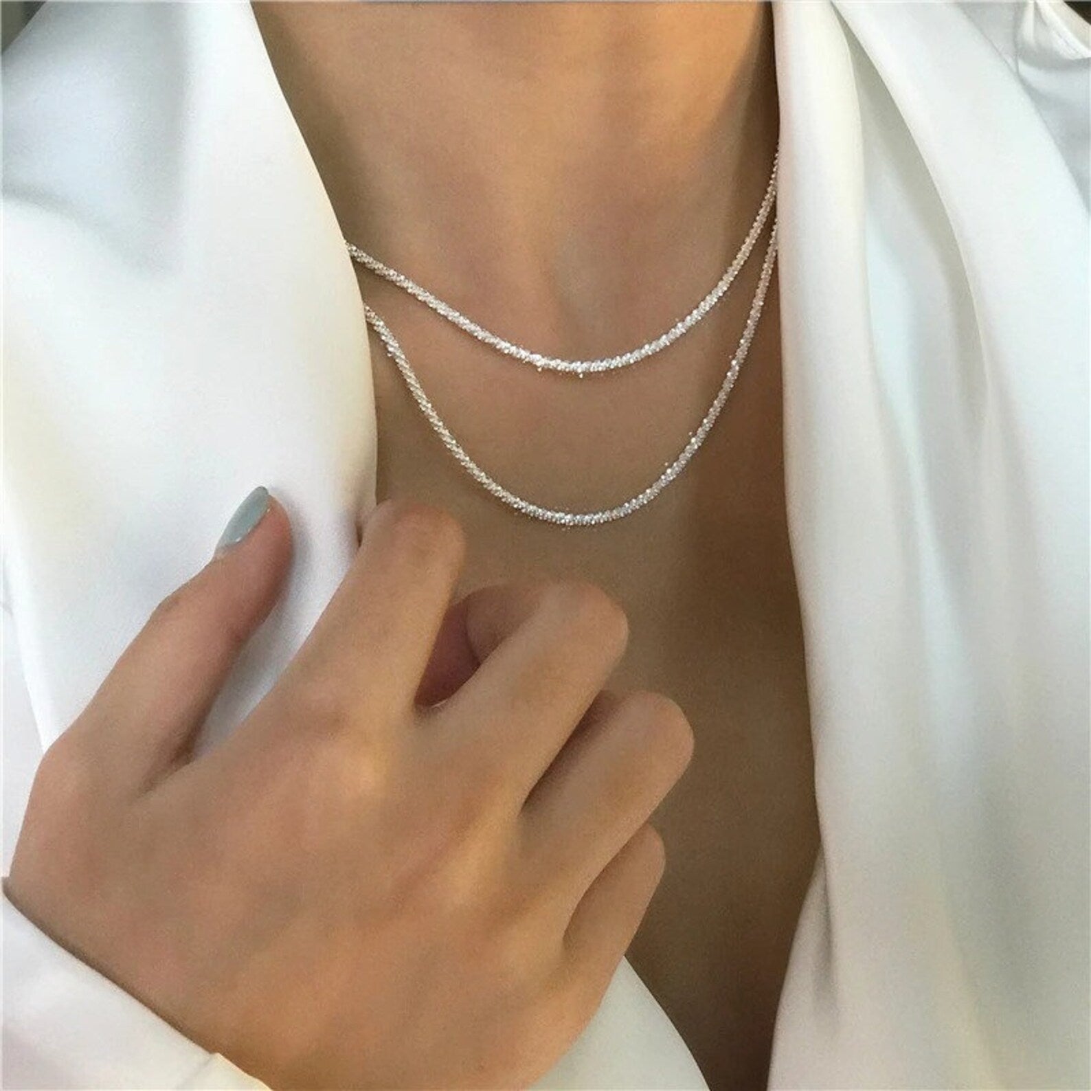 Conjunto de collar de plata LuvaModa
