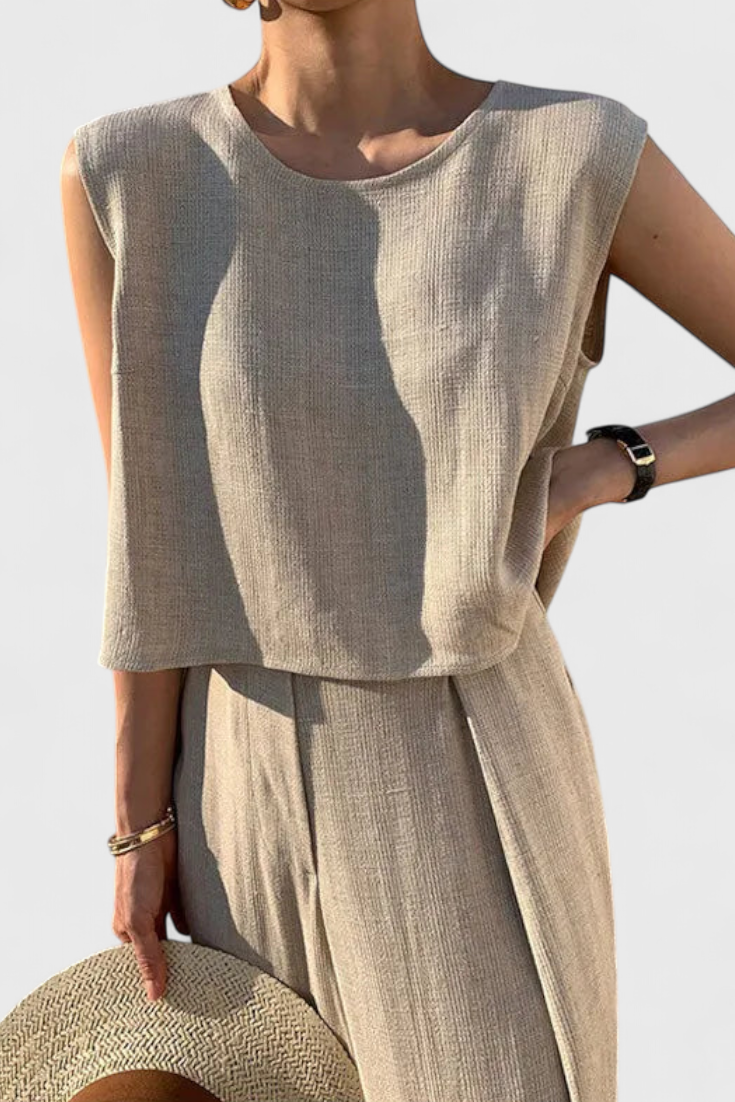Conjunto de dos piezas Lauren con pantalones de pierna ancha LuvaModa