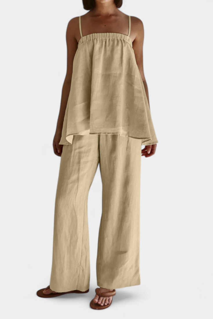 Conjunto de verano Lía con top vaporoso y pantalón ancho LuvaModa