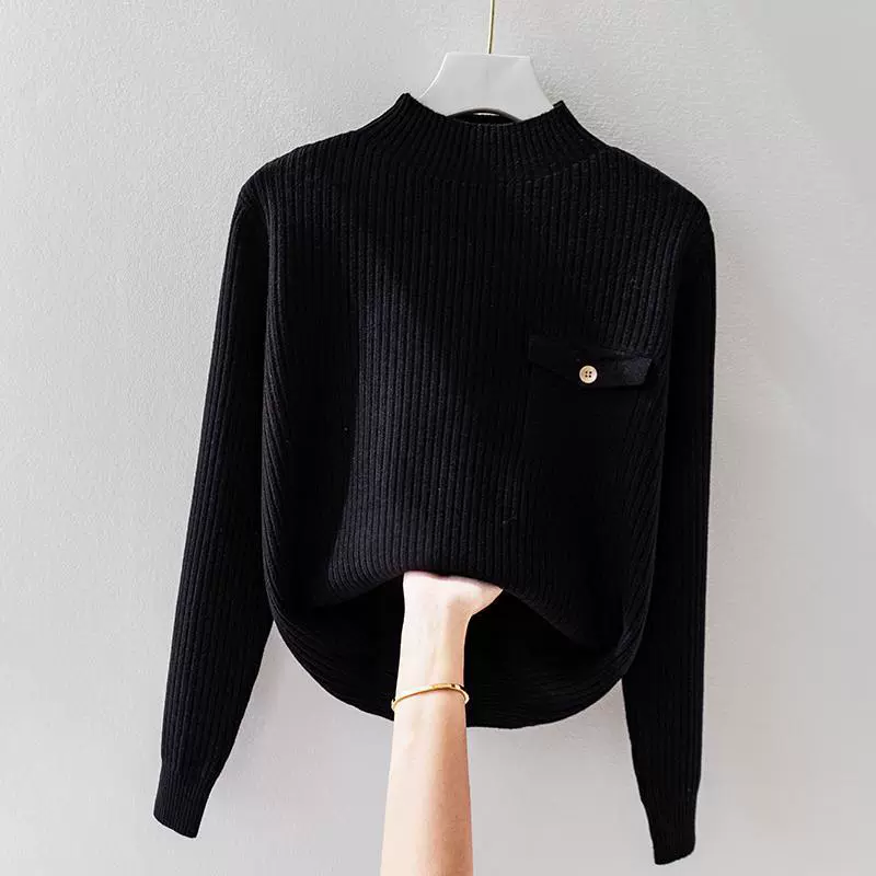 Elegante jersey de cuello alto de punto Luvamoda