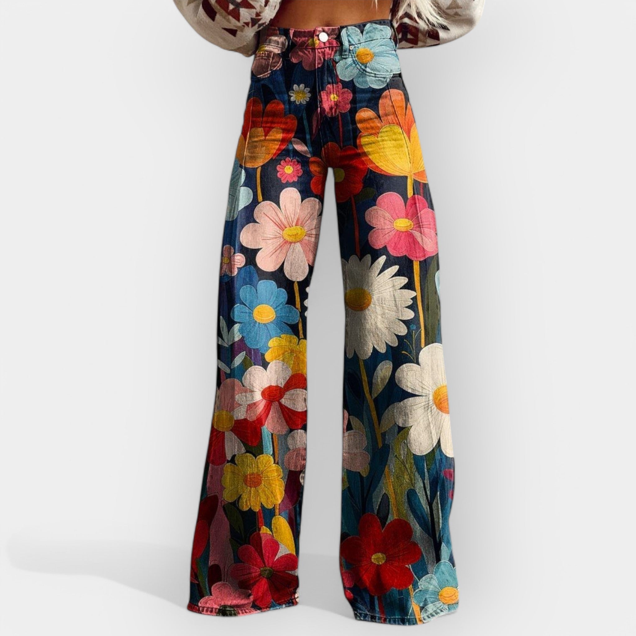 Pantalones anchos con estampado floral LuvaModa