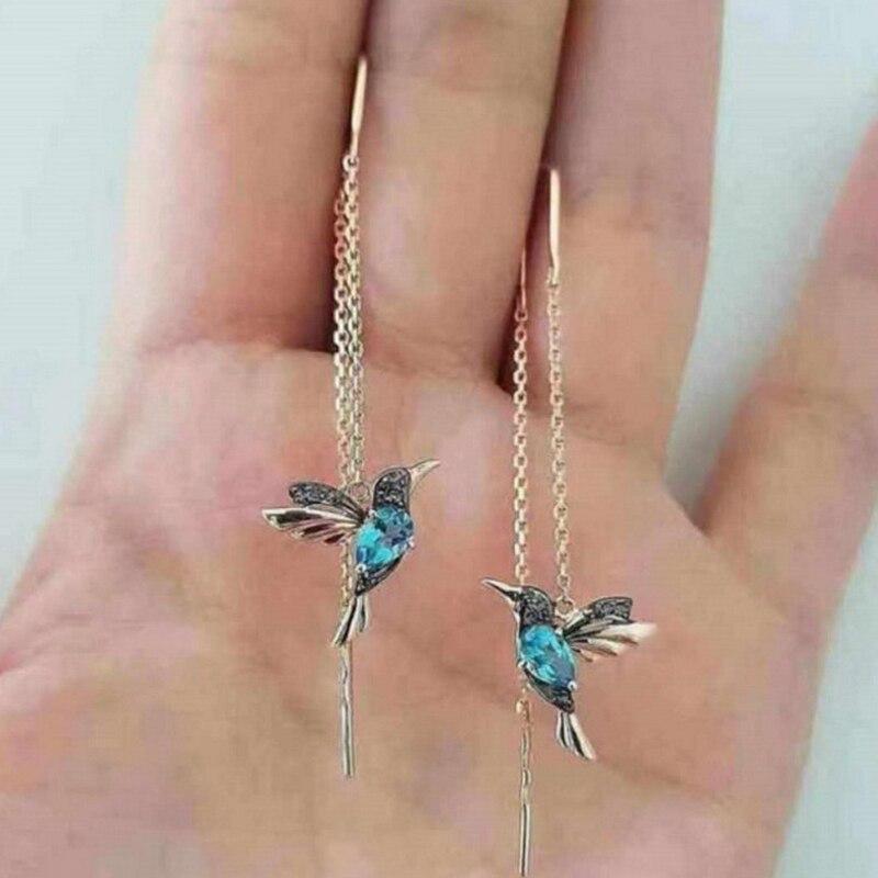 Pendientes de colibrí con esmalte y circonitas LuvaModa