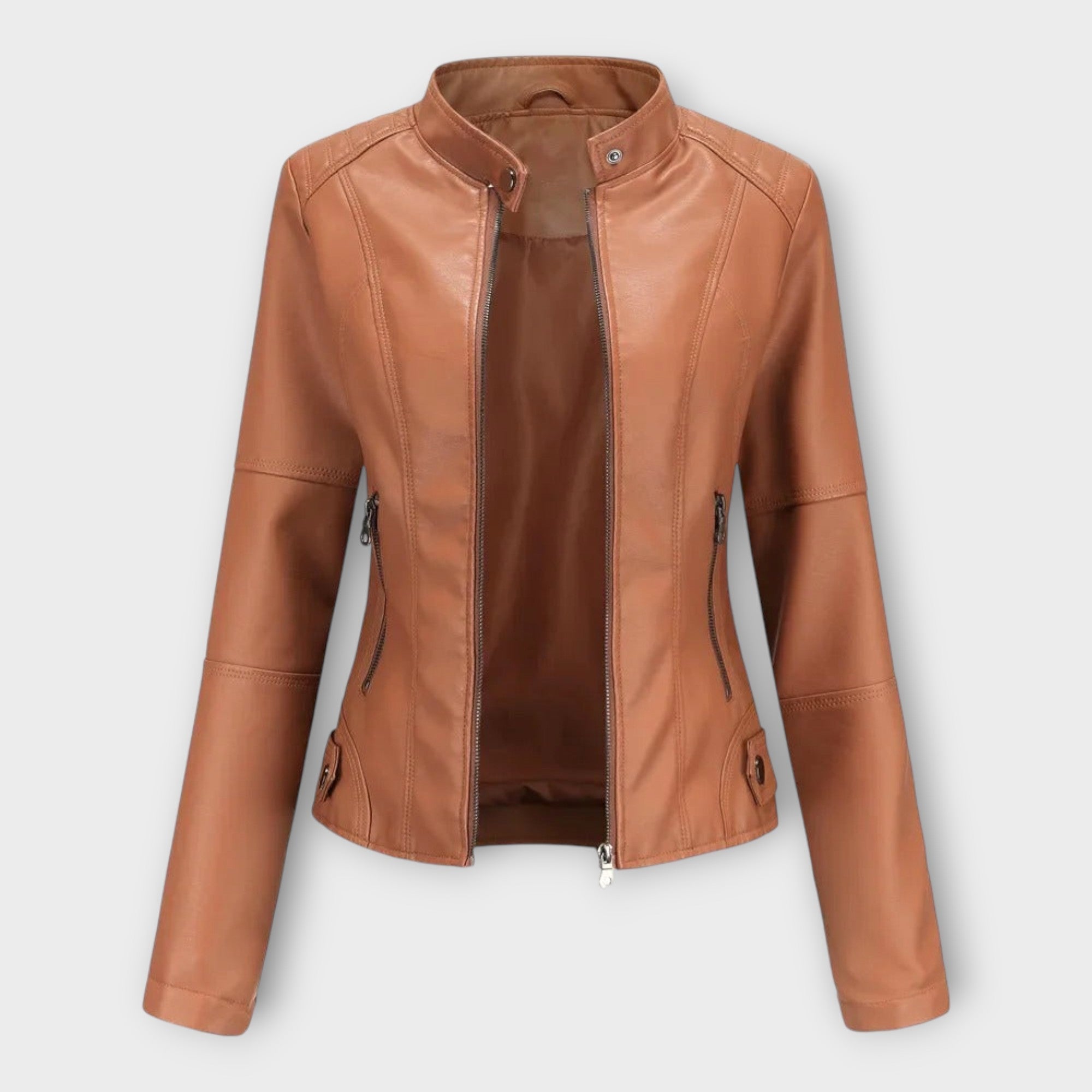 Elegante chaqueta de cuero de línea moderna y estilo atemporal Luvamoda